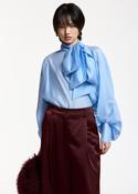 ESSENTIEL ANTWERP BLUE KARISMATIC PUSSY BOW TIE TOP 226