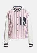 ESSENTIEL ANTWERP BLUE KOZEF FABRIC MIX CROPPED SHIRT 226