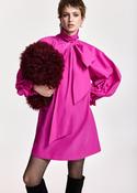 ESSENTIEL ANTWERP PINK KHAI PUSSY BOW TIE MINIDRESS 226