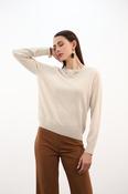 ESTHEME BEIGE ROUND NECK SPARKLE KNIT JF6W38C 226