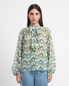 IBLUES GREEN CHIFFON PRINT BOW BLOUSE IBLSECOLO image