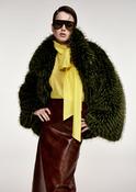 ESSENTIEL ANTWERP GREEN KASTANJE FAUX FUR COAT 226 image