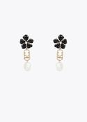 LOLA CASADEMUNT BLACK LONG FLOWER EARRINGS 2603009 226 image