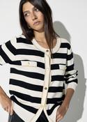 LOLA CASADEMUNT BLACK STRIPE CHAIN CARDIGAN LF2611019 226