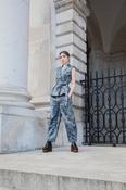 AOIFE LIFESTYLE - BARREL DENIM COUTURE PANT ANTIQUE WHITE &amp; COLONY BLUE-BCP 126
