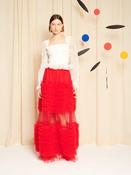 SISTER JANE RED PIGMENT TULLE RUFFLE MAXI SKIRT SKD112RED 226