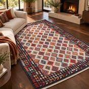 Modena Inca Charcoal &amp; Orange Oriental Traditional Style Rug