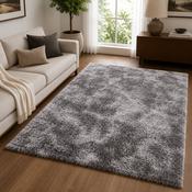 Handmade Mayfair Silver Plush Contemporary Shaggy Rug image