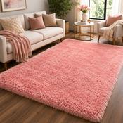 Handmade Mayfair Pink Plush Contemporary Shaggy Rug image