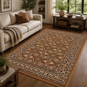 Traditional Poly Esta Gold &amp; Black Bohemian Vintage Rug image
