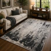 Balletto Light Grey &amp; Charcoal Modern Contemporary Rug image