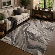 Balletto Grey &amp; Black Modern Contemporary Rug image