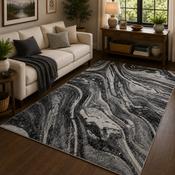 Balletto Black &amp; Silver Modern Contemporary Rug image