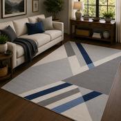 Balletto Grey &amp; Navy Modern Abstract Contemporary Rug image
