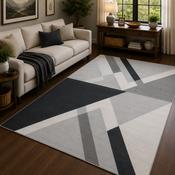Balletto Biege &amp; Black Modern Abstract Contemporary Rug image