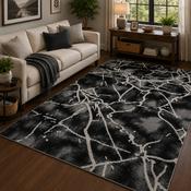 Balletto Black Marble Modern Contemporary Rug image
