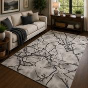 Balletto Grey &amp; Beige Marble Modern Contemporary Rug image