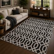 Balletto Black &amp; Silver Modern Abstract Contemporary Rug image