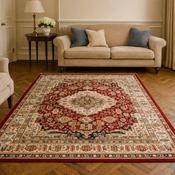 Aziza Medallion Red &amp; Beige Colour Vintage Oriental Rug