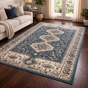 Aziza Katana Blue &amp; Beige Oriental Vintage Rug