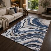 Astoria Mandana Blue & Grey Contemporary Marble Pattern Rug