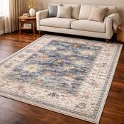 Boho Vesta Blue &amp; Beige Oriental Bohemian Rug