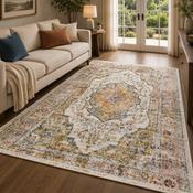 Boho Medallion Natural &amp; Brown Classic Vintage Rug