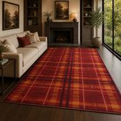 Urco Tartan Checks Red &amp; Yellow Abstract Contemporary Rug image