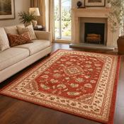 Hand Made Sherbourne Terracotta &amp; Cream Classic Vintage Rug