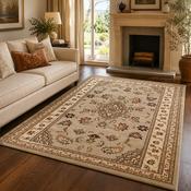 Hand Made Sherbourne Biege &amp; Brown Classic Vintage Rug image