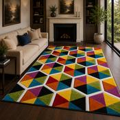 Urco Spectra Honeycomb Multi Coloured Abstract Contemporary Rug image