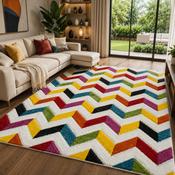 Urco Spectra Coral Multi Coloured Abstract Contemporary Rug image