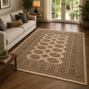 Prestige Bokhara Biege &amp; Charcoal Bohemian Vintage Rug
