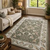 Prestige Keyon Alia Green &amp; White Oriental Vintage Rug
