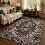 Traditional Poly Lancashire Charcoal &amp; Grey Classic Vintage Rug image