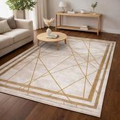 Glitz Art Deco Gold &amp; Cream Abstract Contemporary Rug image