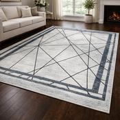 Glitz Art Deco Silver &amp; Midnight Blue Abstract Contemporary Rug image
