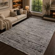 Rococo Crevassi Grey &amp; Charcoal Contemporary Minimal Rug image