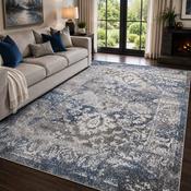 Antika Medallion Navy &amp; Grey Oriental Bohemian Rug