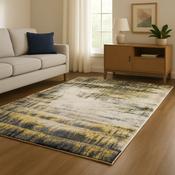 Callisto Accents Yellow &amp; Cream Plush Contemporary Rug image