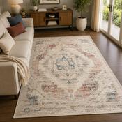 Urco Nova Loki Cream &amp; Red Bohemian Vintage Rug