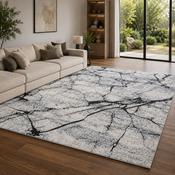 Rococo Glacial Grey &amp; Black Marble Contemporary Rug image