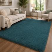 Handmade Mayfair Dark Cyan Plush Contemporary Shaggy Rug image