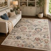 Urco Nova Carlie Beige &amp; Multi Coloured Bohemian Vintage Rug