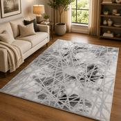 Handmade Bianco Silver &amp; Charcoal Modern Contemporary Rug image