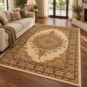 Classique Medallion Ivory &amp; Gold Vintage Oriental Rug image