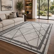Glitz Art Deco Silver &amp; Charcoal Abstract Contemporary Rug image