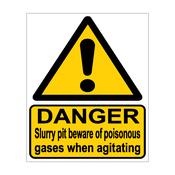 Danger: Slurry Pit, beware of poisonous gasses when agitating