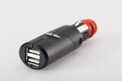 Double USB pwr port with universal plug for cigarette lighters / vehicle outlets image