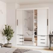 Sliding Wardrobe Cuba 6ft. 180cm White with Drawers